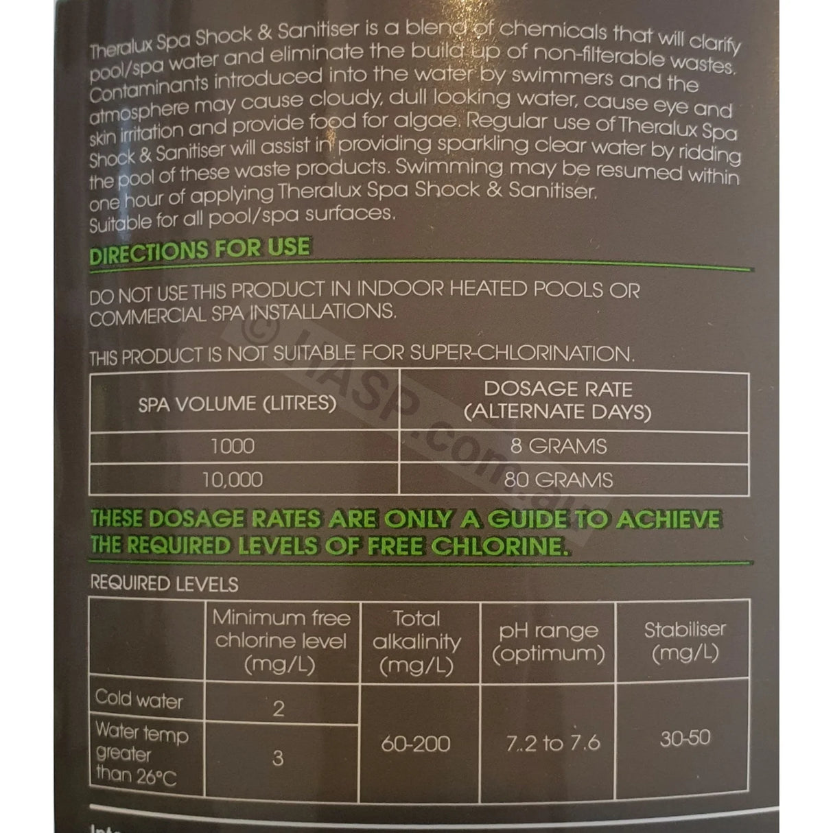 Theralux Spa Sanitizer - Lithium Hypochlorite Replacement - 1kg - Heater and Spa Parts