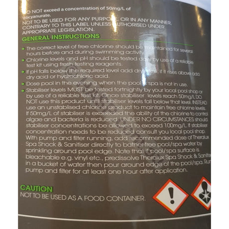 Theralux Spa Sanitizer - Lithium Hypochlorite Replacement - 1kg - Heater and Spa Parts