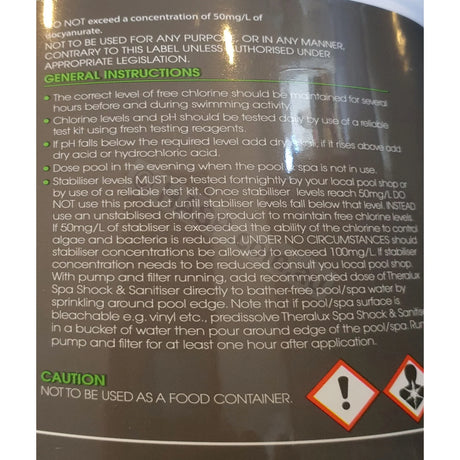 Theralux Spa Sanitizer - Lithium Hypochlorite Replacement - 1kg - Heater and Spa Parts
