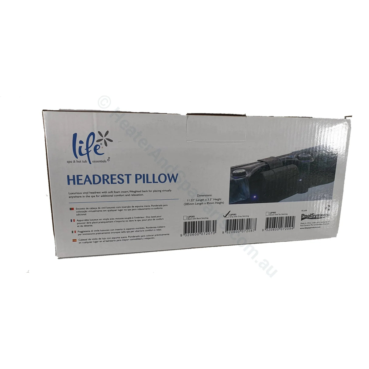 Universal Spa Headrest Pillow - Gray Vinyl - Luxury - Heater and Spa Parts