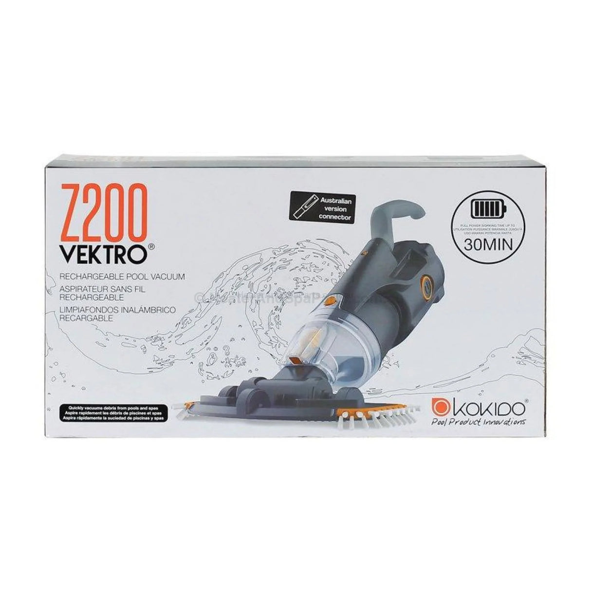 Vektro Z200 - Kokido Rechargeable Cordless Spa Vacuum - Heater and Spa Parts