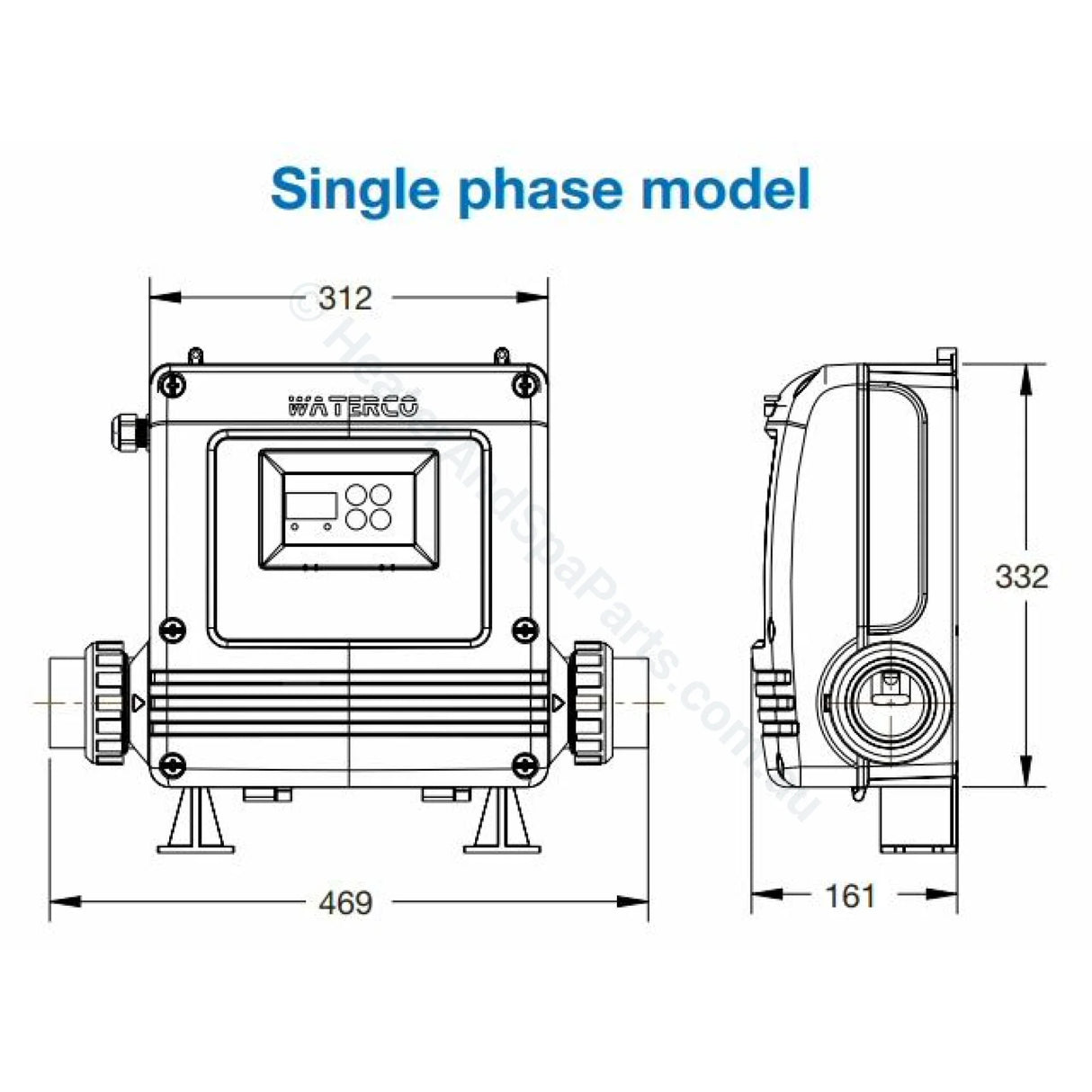 Waterco Digiheat In-Line Electric Heaters - 2.4kW 2.6kW, 4.8kW, 6.0kW, 18kW, 25kW - NLA - Heater and Spa Parts