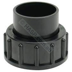 Genuine Waterco 40mm half barrel union 122243B with locking nut, glue-in tail piece and O-ring - suits Aquamite, Aquastream and 40mm multiport valves