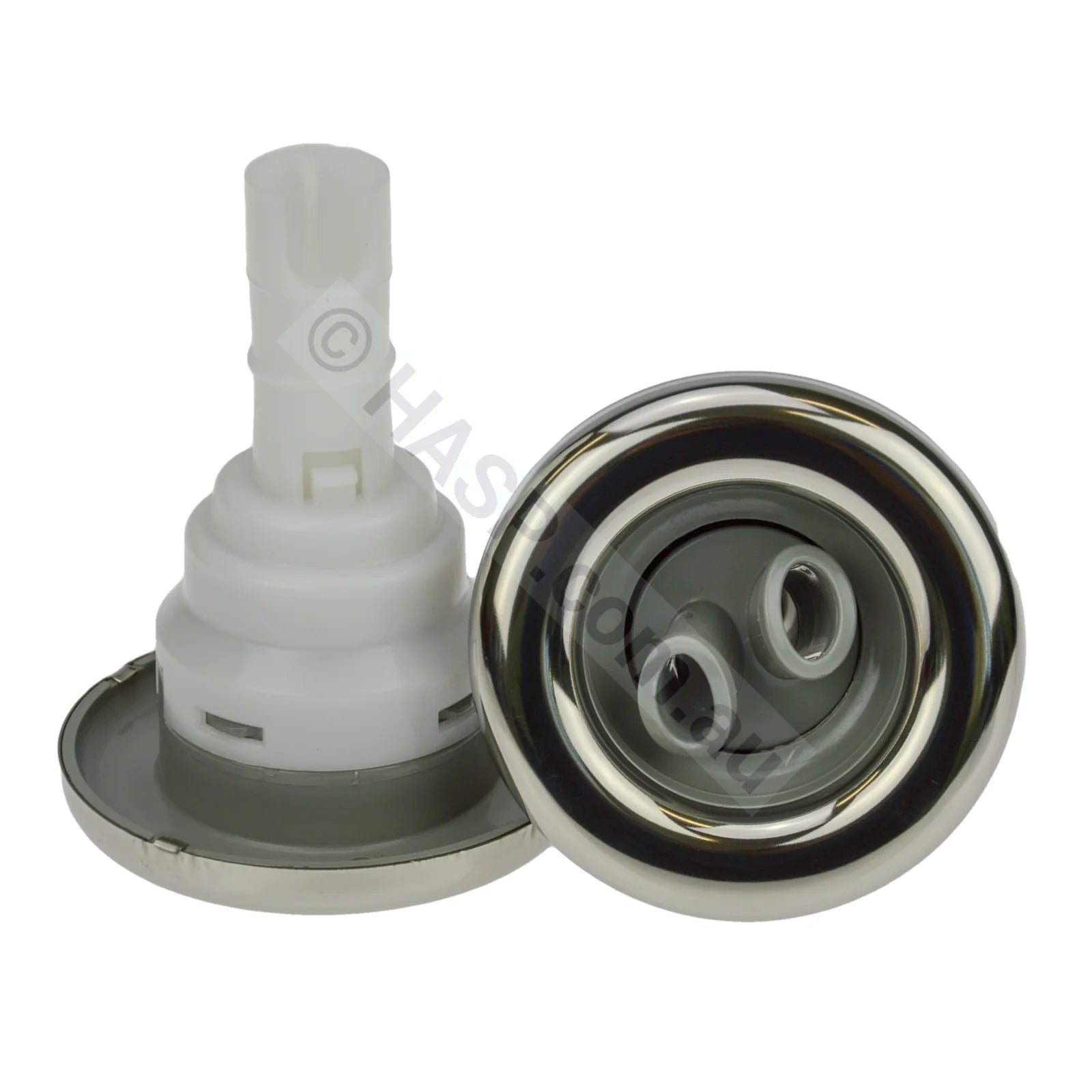 Waterway Poly Storm Twin Roto - Grey w/stainless steel escutcheon - Snap-In style - 90mm - Heater and Spa Parts