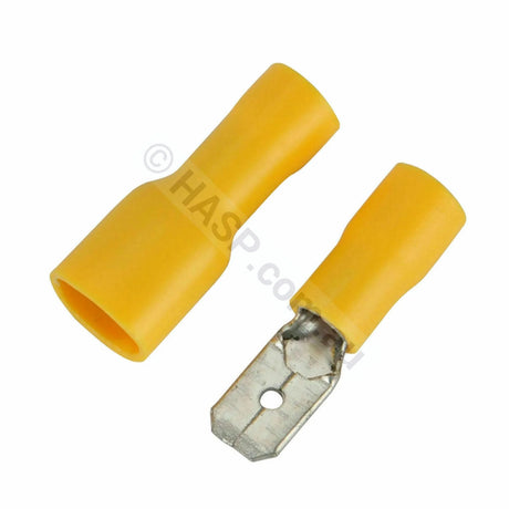 Yellow Spade Terminal Connector - 6.3mm 1/4" - Insulated Crimp Style - Heater and Spa Parts