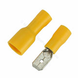 Yellow Spade Terminal Connector - 6.3mm 1/4" - Insulated Crimp Style - Heater and Spa Parts
